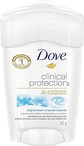 Dove Clinical Protection Antiperspirant Solid Deodorant for Sensitive Skin, Original Clean, 96H Odour Protection, #1 Dermatologist Recommended, 45 g