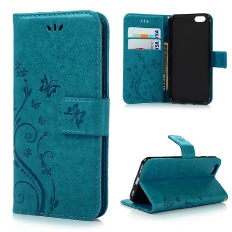 iPhone 6/iPhone 6s (4.7") Case -MOLLYCOOCLE® [Natural Luxury Blue] Stand Wallet Purse Credit Card ID Holders Magnetic Flip Folio TPU Soft Bumper PU Leather Ultra Slim Fit Cover for iPhone 6/6s