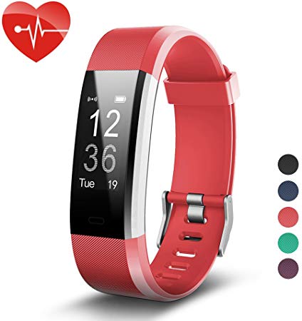 007plus Fitness Tracker HR, ID115 Plus Activity Tracker with Heart Rate Monitor, IP67 Waterproof Smart Watch with Step Counter Calorie Counter Sleep Monitor Pedometer Watch (Red)