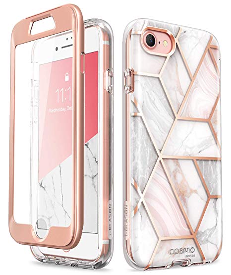 i-Blason iPhone 8 Case, iPhone 7 Case, [Built-in Screen Protector] [Cosmo] Stylish Protective Bumper Case for Apple iPhone 8 (2017) / iPhone 7 (2016) (Marble)