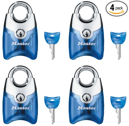 Master Lock 4630Q Mini Fusion Lock, Keyed Alike, 4-Pack, Colors Pack Will Vary