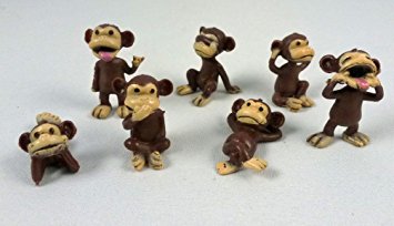 100 Monkey Figures Tiny Plastic Monkey Figures Bulk Bag 100 Party Favors by A&A