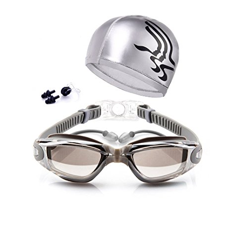 Swimming Goggles   Swim Cap   Case   Nose Clip   Ear Plugs Swim Goggles Anti Fog UV Protection for Adult Men Women Youth Kids