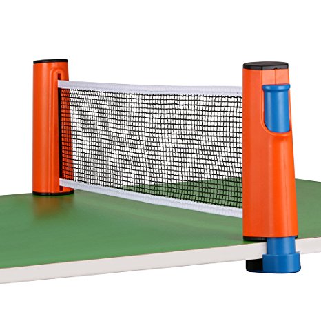 Hipiwe Retractable Table Tennis Net Replacement, Ping Pong Net and Post with PVC Storage Bag, 6 Feet(1.8M）, Fits Tables Up to 2.0 inch （5.0 cm）