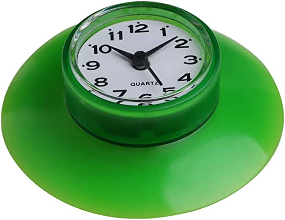 Gsdviyh36 Waterproof Bathroom Kitchen Round Suction Cup Refrigerator Wall Clock Decoration, Easy to Read, Not Easy to Broken, Punctual Timing Green