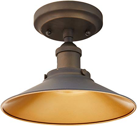 Westinghouse Lighting 6336000 Louis One-Light Indoor Semi-Flush Ceiling Fixture, Oil Rubbed Finish and Metallic Bronze Interior