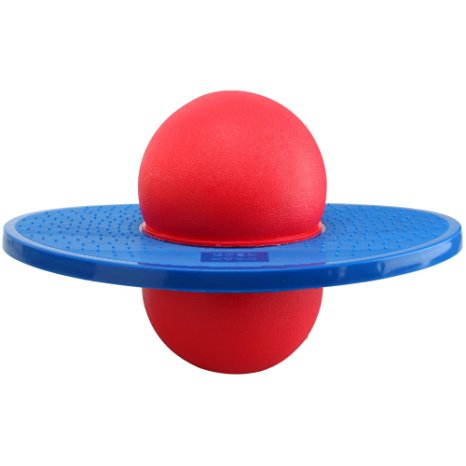 Crazy K&A PVC Rock Hopper Balance Pogo Jumping Exercise Fitness Space Ball Toy Red Ball Blue Board with a Pump