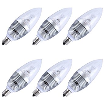 LEDMO LED Candle Light, E12 3W,Warm White-Non-dimmable,Silver(6 Pack)
