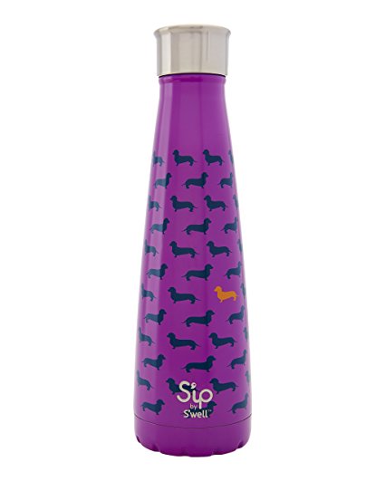 S'ip by S'well Insulated, Double-Walled, Stainless Steel Water Bottle, 15 oz, Top Dog