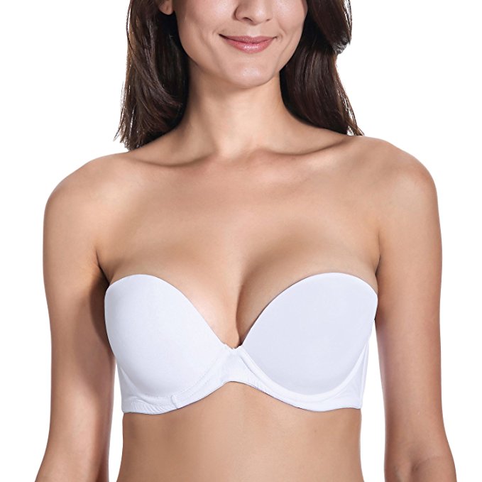 Delimira Women's Smooth Demi Cup Seamless Multiway Strapless Bra