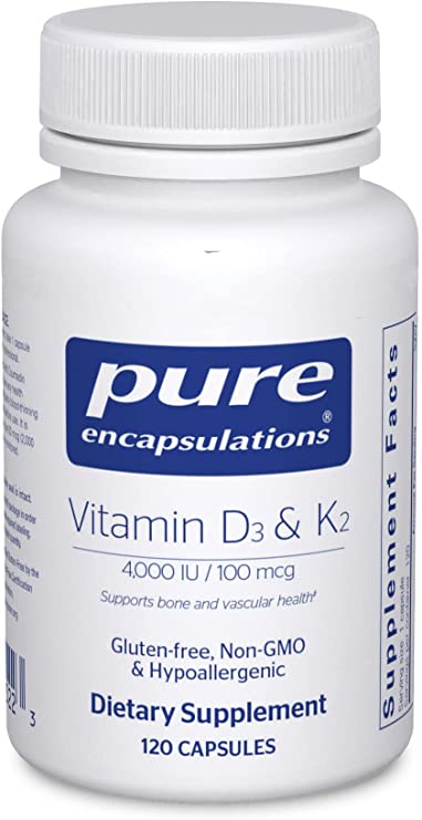 Pure Encapsulations Vitamin D3 & K2 | Bone and Vascular Health Support | 120 Capsules*