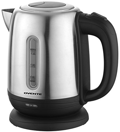 Ovente Personal Size Electric Kettle Stainless Steel Cordless, 1.2 Liter, Brushed (KS22S)