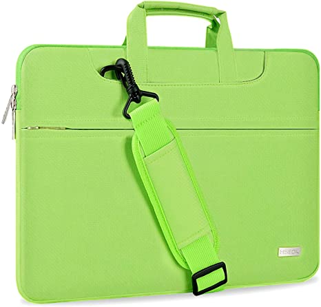 Hseok Laptop Shoulder Bag 15 15.6 16 Inch Briefcase, Compatible MacBook Pro 16 15.4 Inch, XPS 15 Spill-Resistant Handbag with Shoulder Strap for Most 14"-16" Notebooks, Light Green