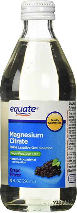 Equate - Magnesium Citrate, Oral Solution, Saline Laxative, Grape Flavor, 10 Fl Oz