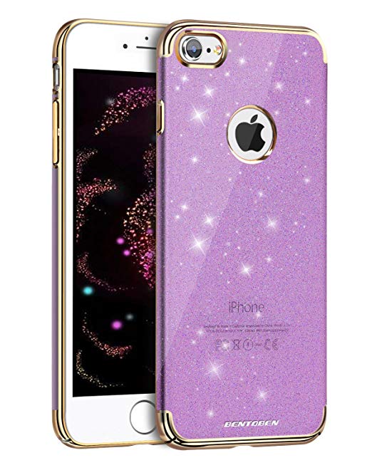 iPhone 6 Plus Case, iPhone 6S Plus Case Purple, BENTOBEN Glitter Sparkle Bling Slim Fit Women Girls Style Hard PC Phone Case Cover for Apple iPhone 6S Plus/6 Plus 5.5", Purple/Gold