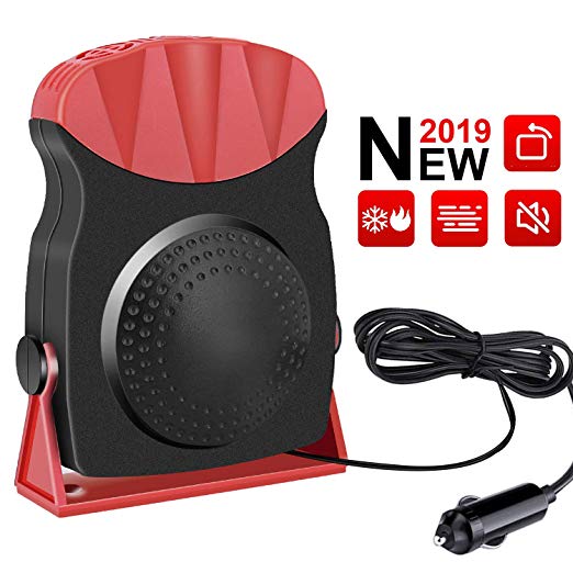 Portable Car Heater, Automobile Windscreen Fan 2 in 1 Fast Heating/Cooling Function for Quickly Defrost Defogger Demister Vehicle Heater, 12V 150W with 3-Outlet Plug in Cigarette Lighter (Red)
