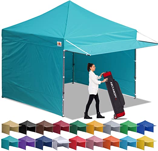 ABCCANOPY Canopy Tent 10 x 10 Pop-up Instant Shelters Commercial Portable Market Canopies with Matching Sidewalls, Weight Bags, Roller Bag,Bonus Canopy Awning