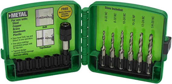 Drill/Tap/Countersink Set, Sae, 6 Pc