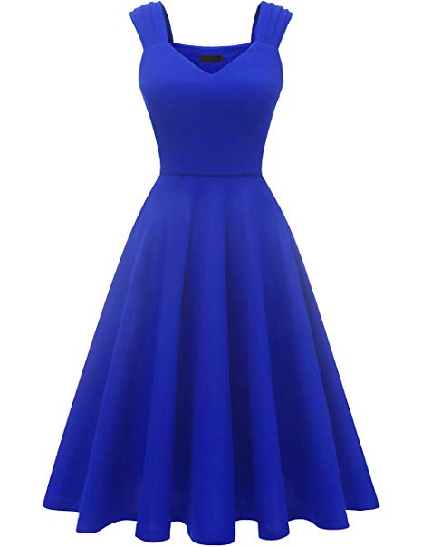 DRESSTELLS Women's Bridesmaid Vintage Tea Dress V-Neck Homecoming Party Swing Cocktail Dress