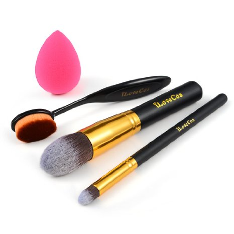 iLoveCos Makeup Brushes Set Blender Sponge Synthetic Kabuki Foundation Cosmetics Eyeliner Face Powder Toothbrush Oval Makeup Brush Kit