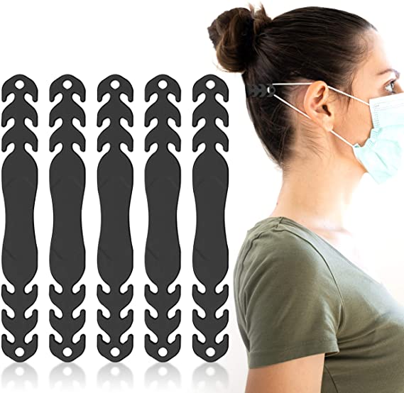 Mask Extenders Ear Savers - Face Mask Hooks Clips - Soft Silicone, Adjustable for Kids & Adults (5 Pack)