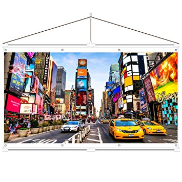 JaeilPLM Indoor, Outdoor 120 Inch 16:9 Projector Screen. Instant Wrinkle-Free Triangle Hanging Design. 4-Hook Tension Technology. For Home Theater, Gaming, Office, and Movie Projection. 4K Compatible.