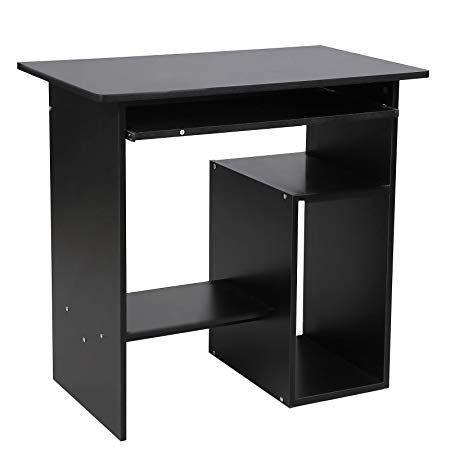 VASAGLE Computer Desk Small Study Workstation Writing desk with Sliding Keyboard 2 Shelves for Small Spaces, Easy Assembly 80 x 48 x 74 cm Black LCD852B