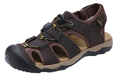 Men's Leather Fisherman Sandals Outdoor Sports Casual Closed Toe Water Shoes
