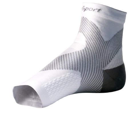 SureSport® Ultra 8 Plantar Fasciitis Foot / Ankle Compression Sleeve (White and Grey)