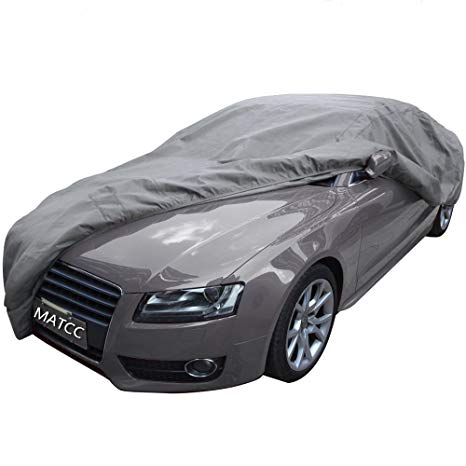 MATCC Car Cover 100% Waterproof Auto Cover Breathable with Soft Cotton Protect from Scrapes Sun Rays Moisture Corrosion Dust Dirt for Full Car Fits Sedan XL (199''Lx76.7''Wx59''H)