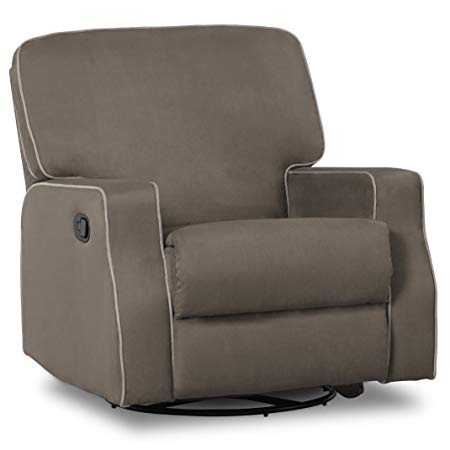 Delta Children Caleb Nursery Recliner Glider Swivel Chair, Graphite/Dove Grey Welt