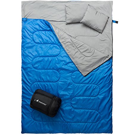 MalloMe Camping Sleeping Bag - 3 Season Warm & Cool Weather - Summer, Spring, Fall, Lightweight, Waterproof For Adults & Kids - Camping Gear Equipment, Traveling, and Outdoors