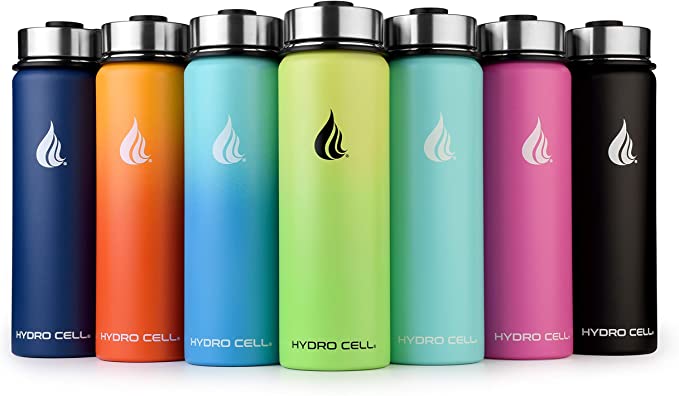 HYDRO CELL Stainless Steel Water Bottle w/ Straw & Wide Mouth Lids (64oz 40oz 32oz 24oz 18oz 14oz) - Keeps Liquids Hot or Cold with Double Wall Vacuum Insulated Sweat Proof Sport Design