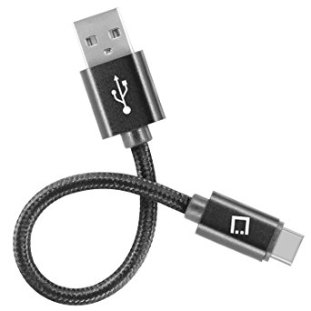 HTC Bolt (Sprint) - Premium Nylon Braided Cellet USB-C to USB-A Cable [4 Inch] and Atom LED