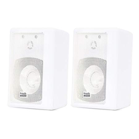 Acoustic Audio 151W Indoor Outdoor 2 Way Speakers 600 Watt White Pair