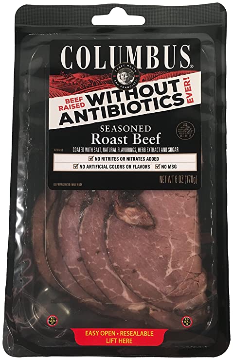 Columbus, Roast Beef Seasoned Sliced NAE, 6 oz