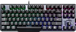 MSI Vigor GK50 Elite KAILH Blue Switch 4.0mm Mechanical Gaming Keyboard, Black, Compact TKL Design, 3 Adjustable Angle, Detachable USB Type-C Cable, Zero Smudge Design