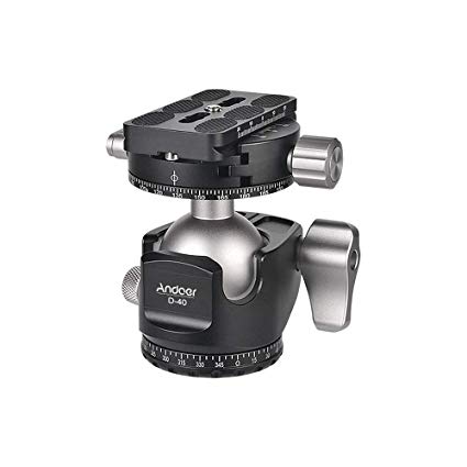 Andoer D-40 Professional Double Panoramic Head CNC Machining Aluminum Alloy Ball Head Double U Notch Design Low Center of Gravity for Tripod Monopod DSLR ILDC Cameras Max Load Capacity 25kg