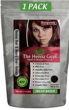 1 Pack Burgundy Red Henna Hair & Beard Color / Dye 100 Grams - Chemicals Free Hair Color - The Henna Guys