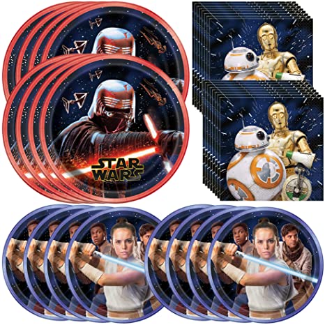 Unique Star Wars Episode IX Rise of Skywalker Party Bundle | Luncheon Napkins, Dinner & Dessert Plates | Great for Galaxy Themed Birthday, Filmfest, Halloween, Holiday Celebration
