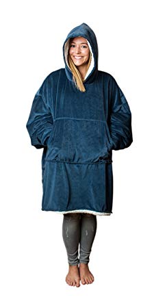The Comfy: Warm, Soft Sherpa Blanket Sweatshirt, Seen on Shark Tank, Multiple Colors, For Adults & Children, Reversible   Hood & Large Pocket