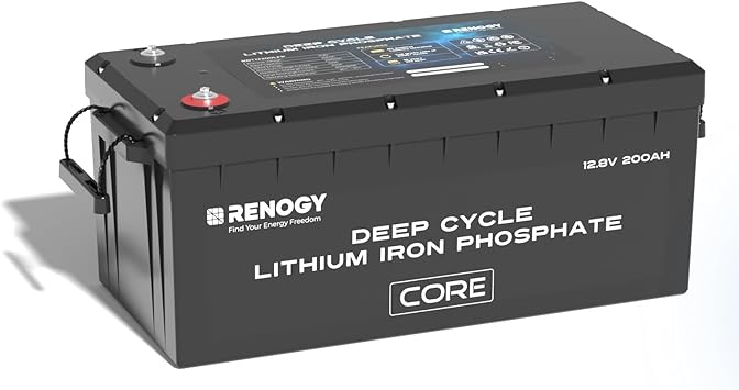 Renogy 12V 200Ah Lithium LiFePO4 Deep Cycle Battery, 5000 Deep Cycles, 200A BMS, FCC&UL Certificates, Backup Power for Trolling motor, Cabin,Marine, Off-Grid Home Energy Storage