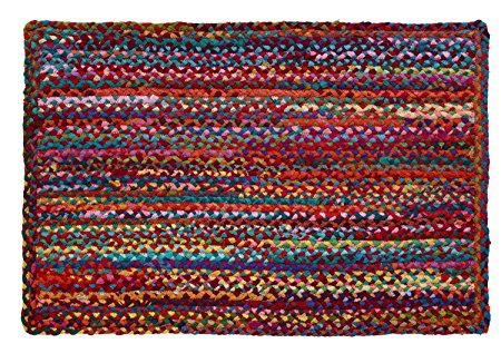 Home Furnishings by Larry Traverso Cotton Carnivale Braided Rug, 24-Inches by 36-Inches, Multi-Colored