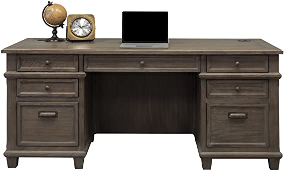 Martin Furniture Double Pad Desk, 68", Weathered Dove