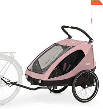 Hauck 2in1 Bike Trailer for Kids Dryk Duo, Bicycle Trailer and Pushchair, Double Bike Trailer 2 Seats, Folding Child Trailer for Bicycle, XL Storage, Accessories Available