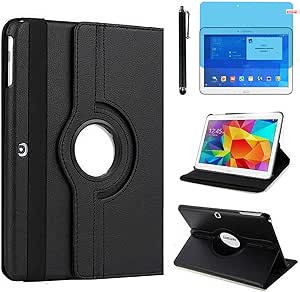 Case for Samsung Galaxy Tab 4 10.1 inch (SM-T530 SM-T531 SM-T535) - 360 Degree Rotating Stand Case Full Protective Smart Cover,with Stylus Pen,Screen Film (Black)
