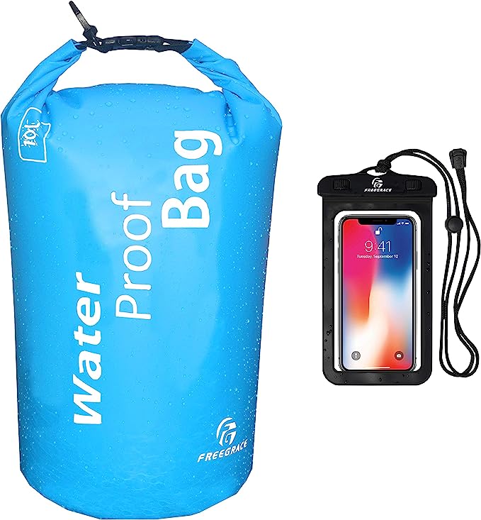 Freegrace Waterproof Dry Bag - Lightweight Dry Sack with Seals and Waterproof Case - Float on Water - Keeps Gear Dry for Kayaking, Beach, Rafting, Boating, Hiking, Camping and Fishing