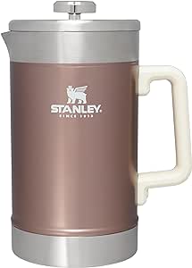 Stanley French Press with Double Vacuum Insulation, Stainless Steel Wide Mouth Coffee Press, Large Capacity, Ergonomic Handle, Dishwasher Safe, Rose Quartz Glow, 48 OZ / 1.42 L