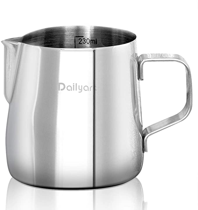 Dailyart Milk Frothing Jug Frothing Pitcher Espresso Steaming Pitcher Barista Tool Coffee Machine Accessory 304 (18/8) Stainless Steel 250ml (7.8 oz)