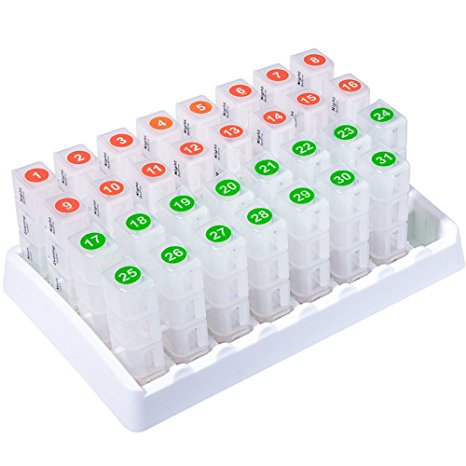 Pill Organizer Monthly, Opret Pill Box Case 31 day 4 Times A Day with Large Compartments to hold Vitamins, Fish Oil, Supplements and Medication